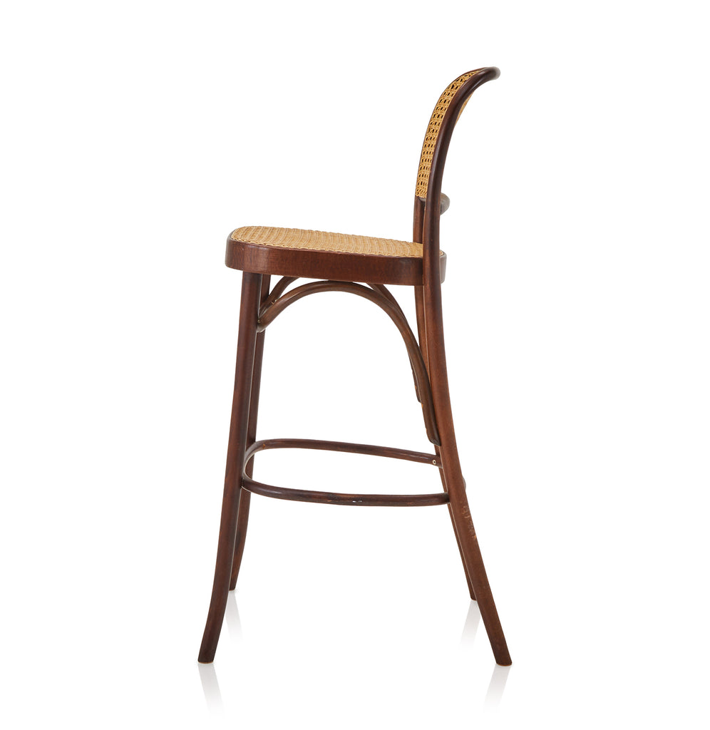 Wood & Cane Back Barstool