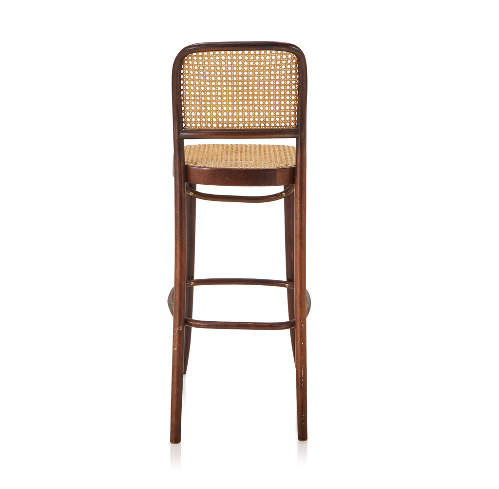 Wood & Cane Back Barstool