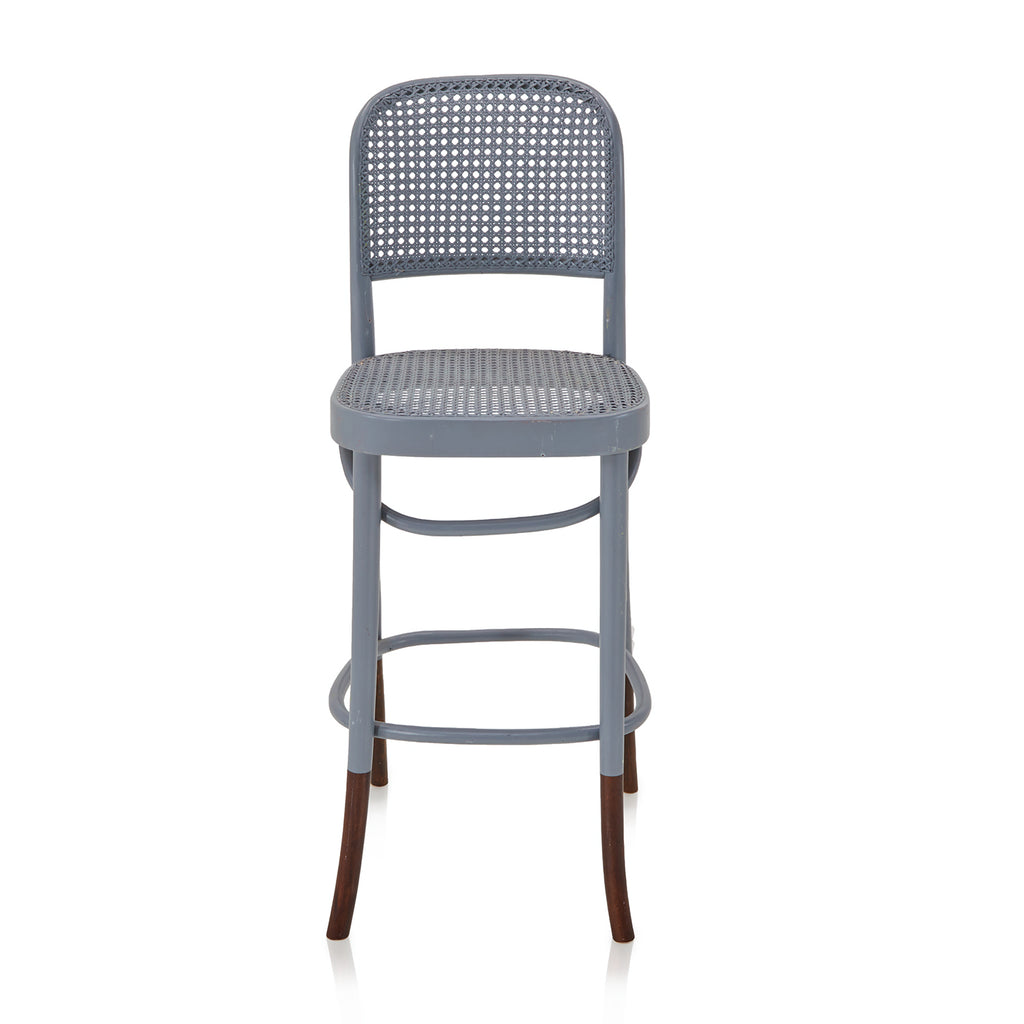 Grey Painted Cane Bar Stool