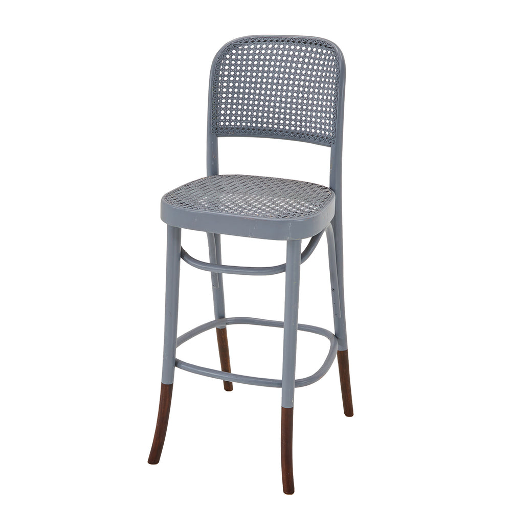 Grey Painted Cane Bar Stool
