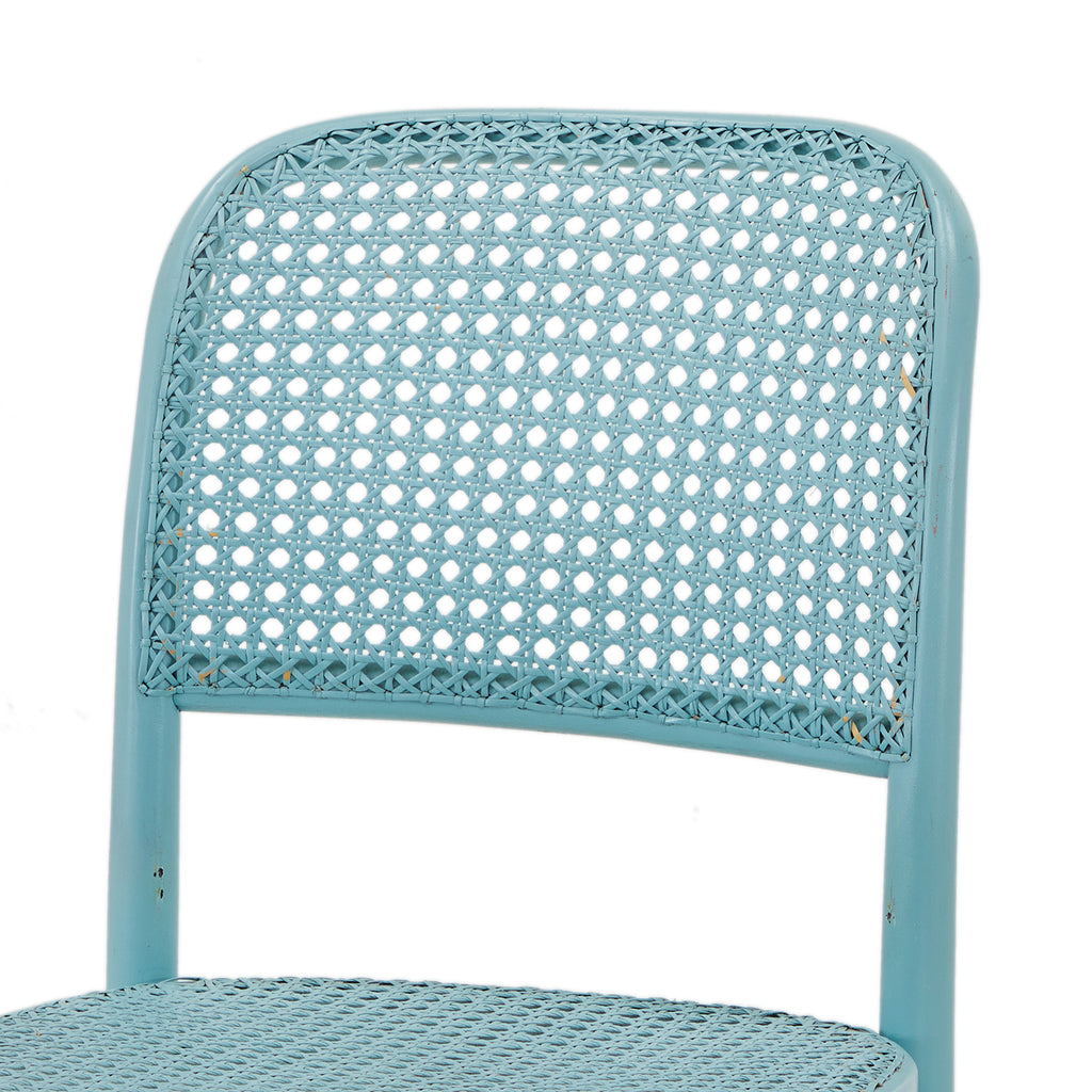 Grey-Blue Painted Cane Bar Stool