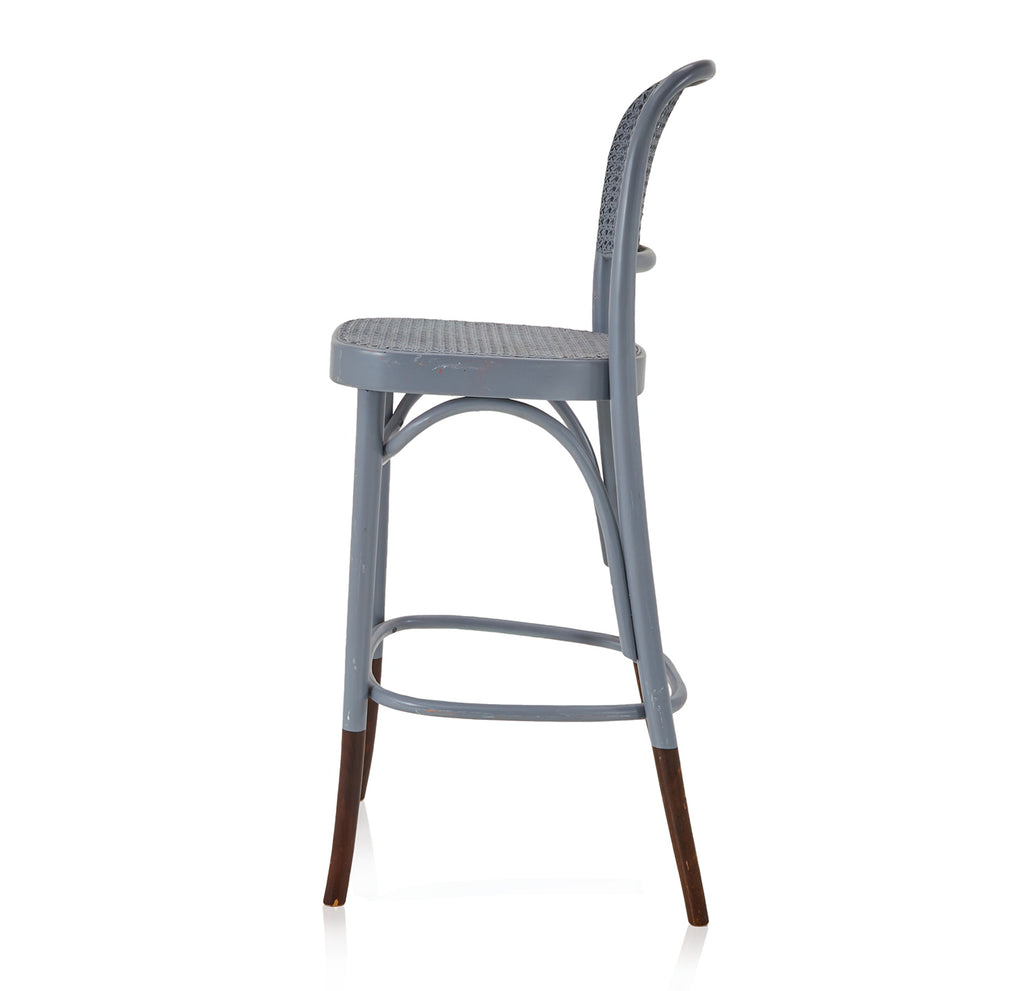Grey Painted Cane Bar Stool