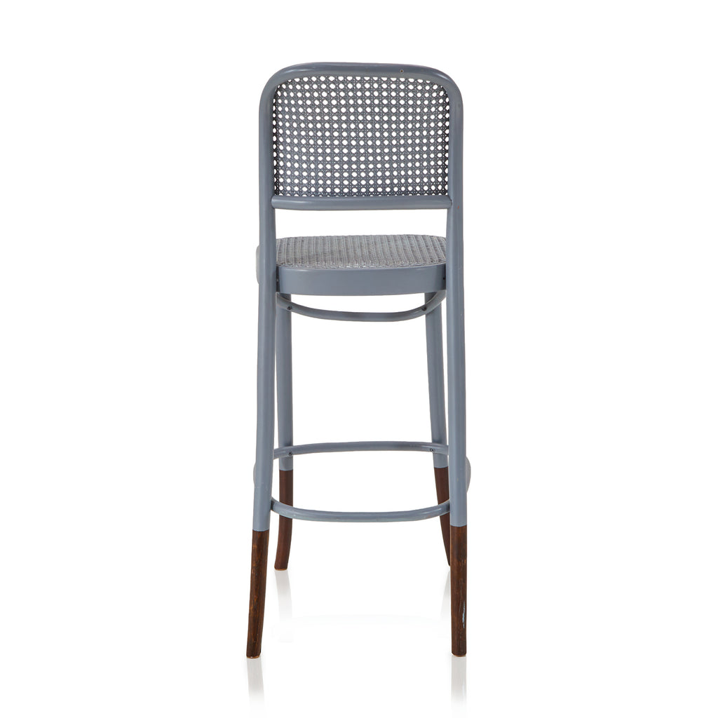 Grey Painted Cane Bar Stool