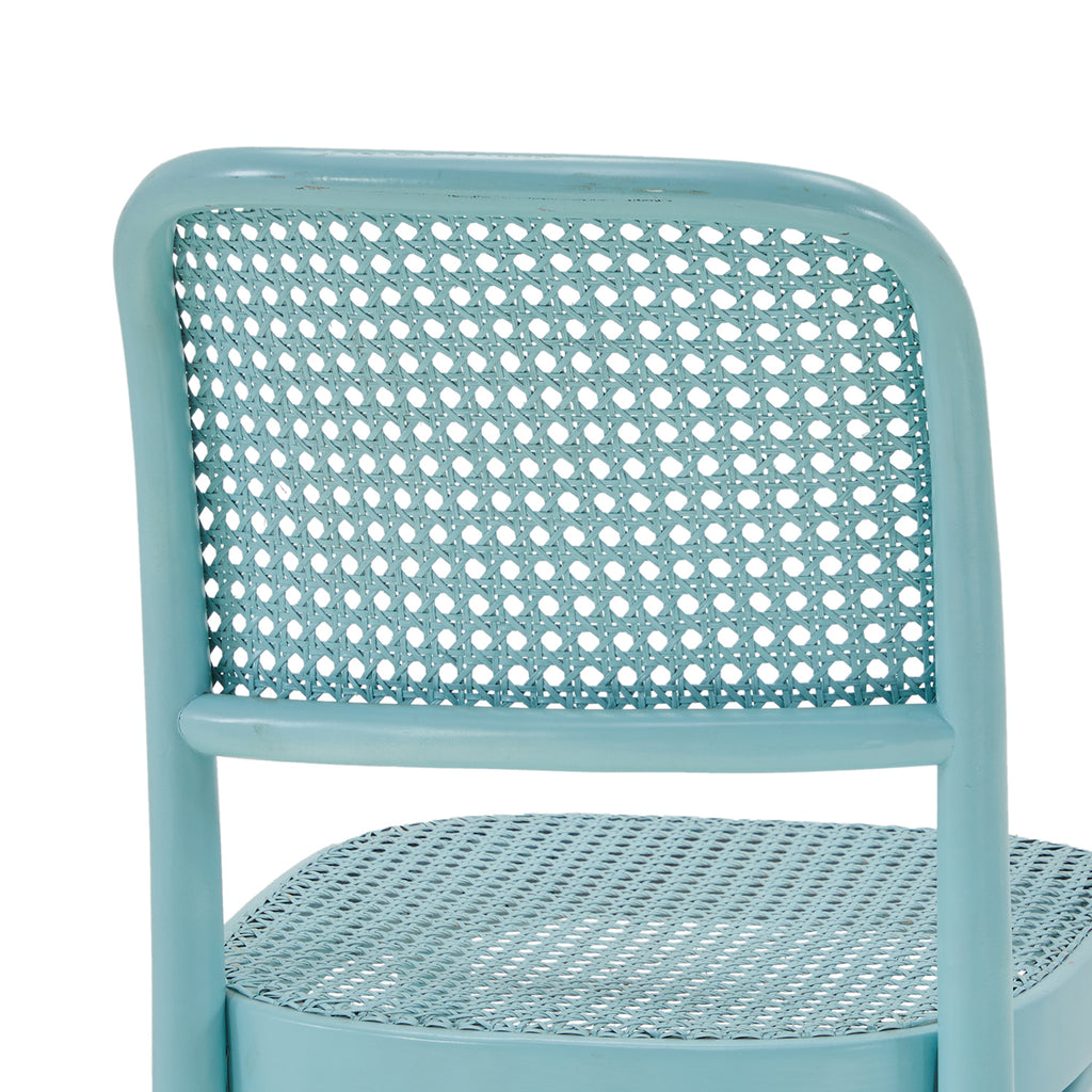 Grey-Blue Painted Cane Bar Stool