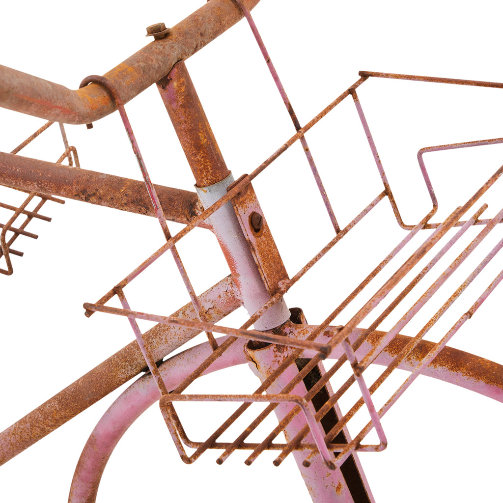 Decorative Pink Metal Bicycle Planter