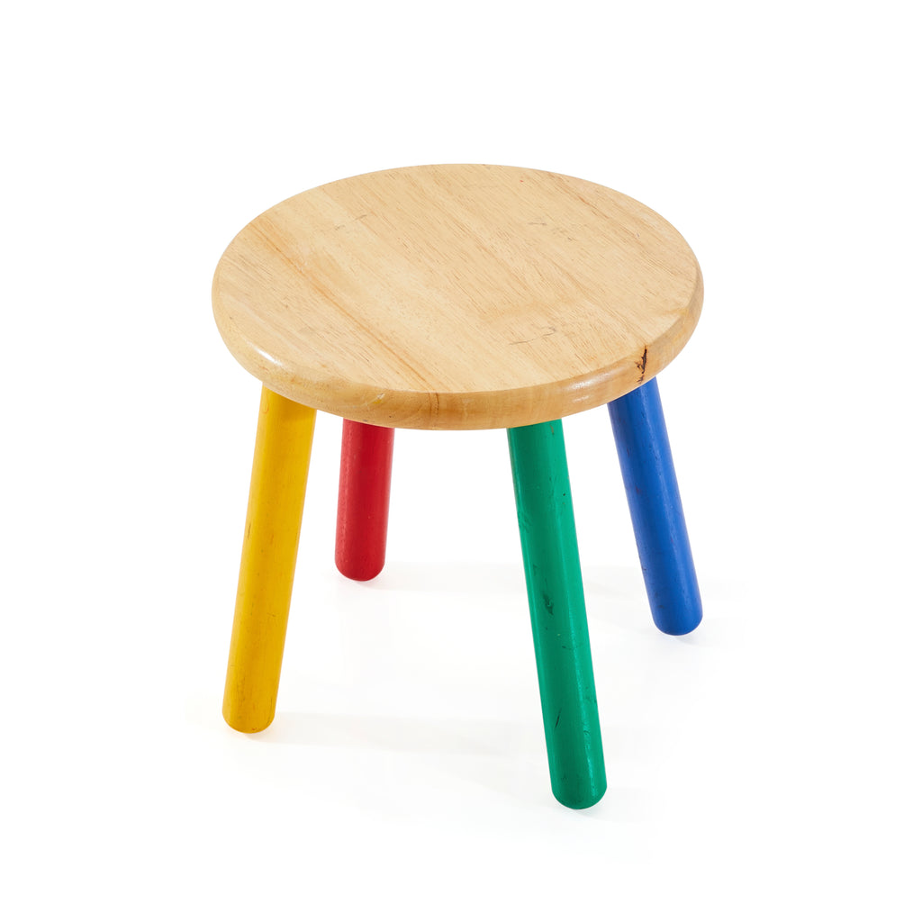 Short Primary Colors Wood Stool