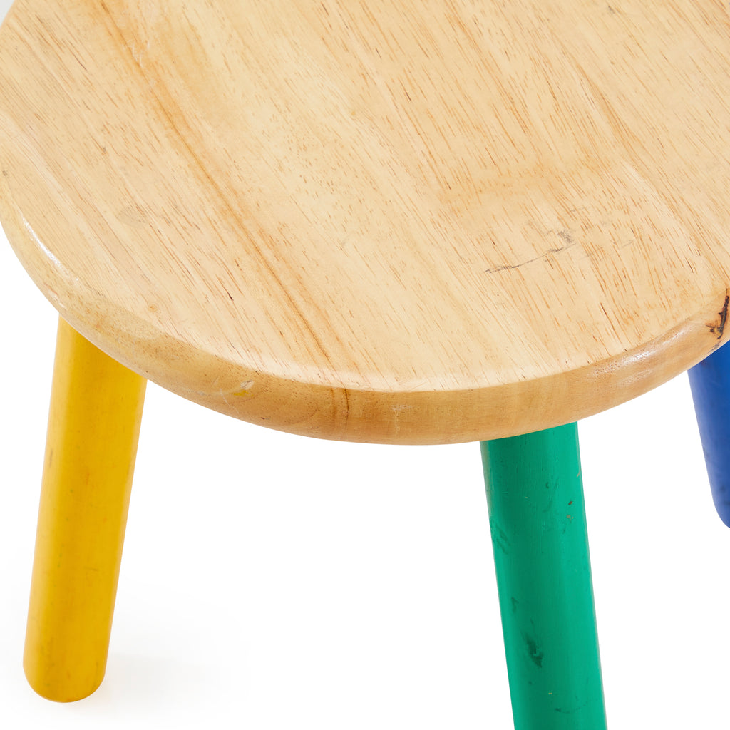 Short Primary Colors Wood Stool