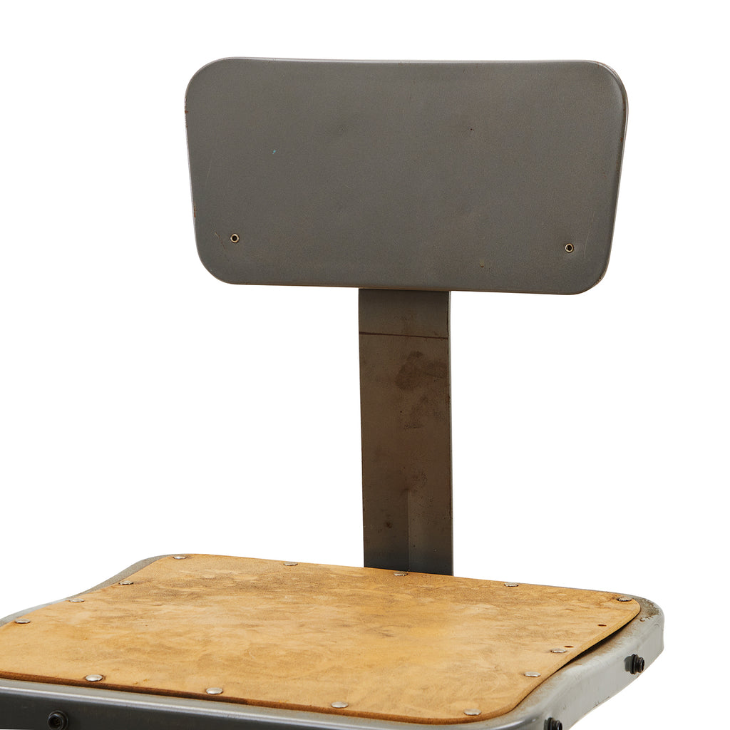 Rustic Metal Shop Stool with Backrest