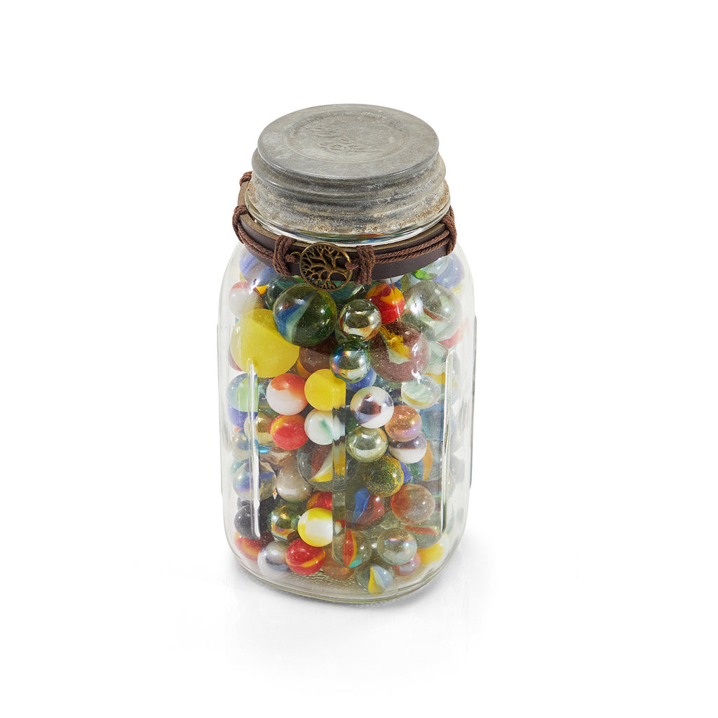 Multi Rustic Mason Jar of Marbles (A+D)