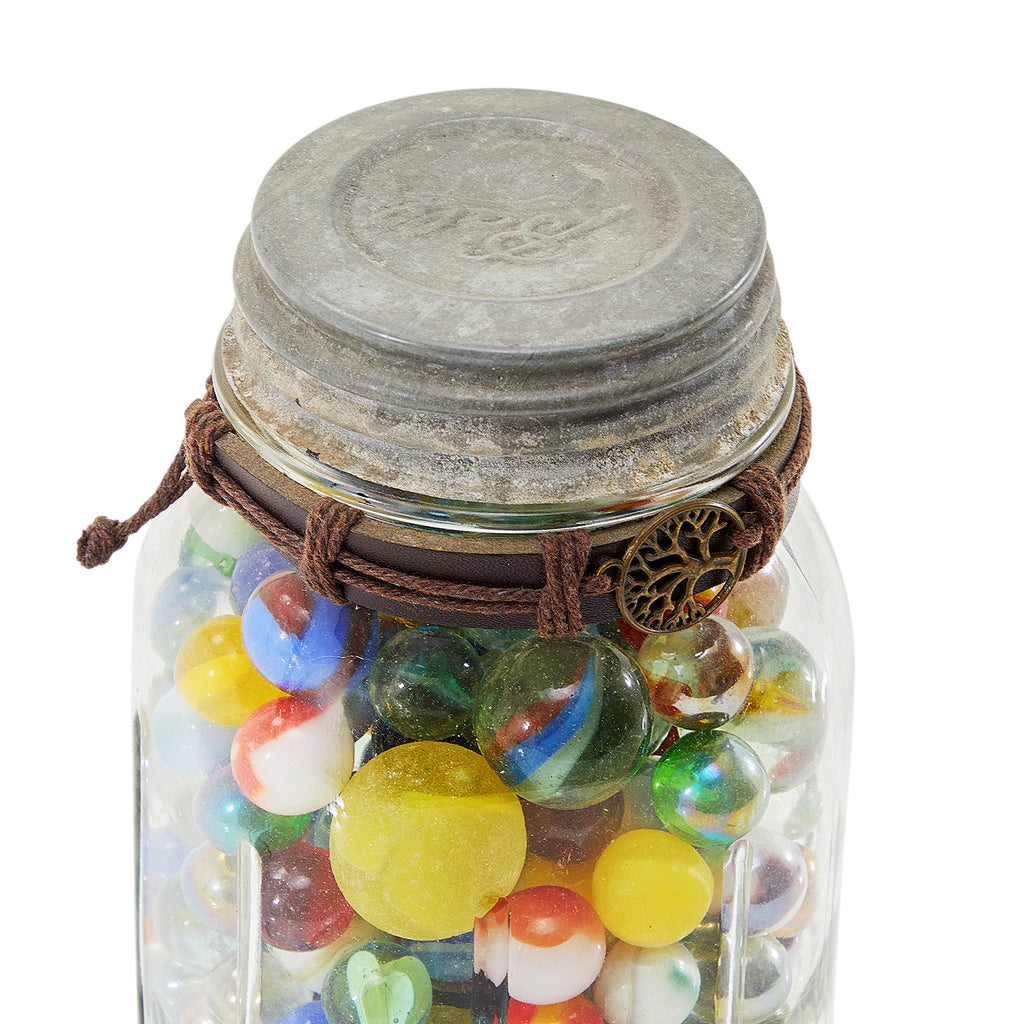 Multi Rustic Mason Jar of Marbles (A+D)