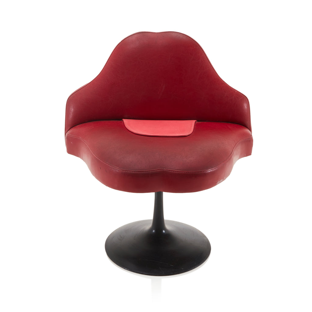 Red Leather Lips Chair With Black Base