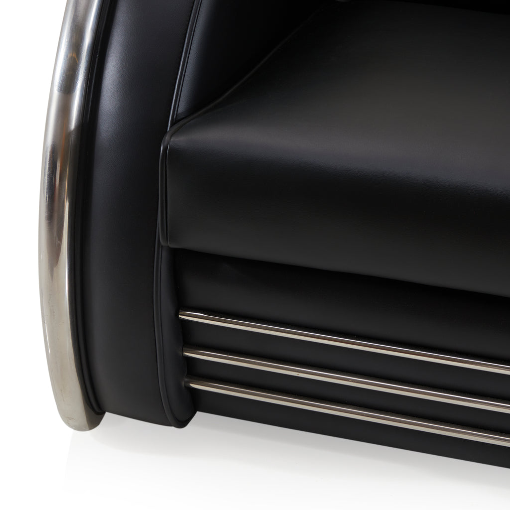 Black Leather & Chrome Deco Lounge Chair