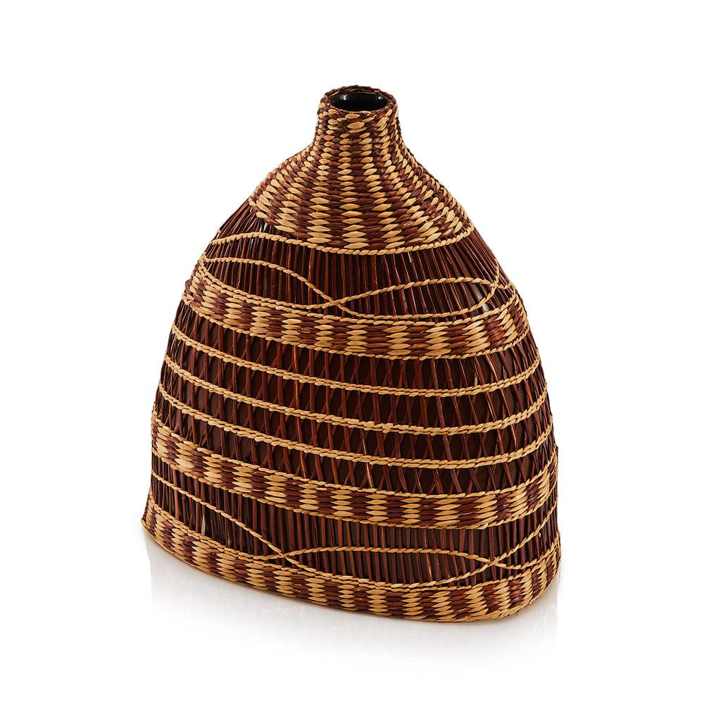 Brown Rattan Tapering Vase (A+D)