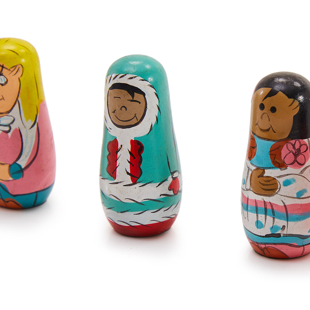 Wood Miniature Multiracial Dolls (A+D)