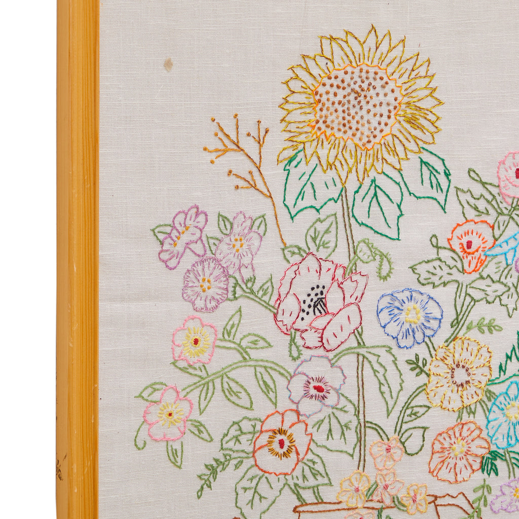 0036 (A+D) White Framed Flower Embroidery Artwork