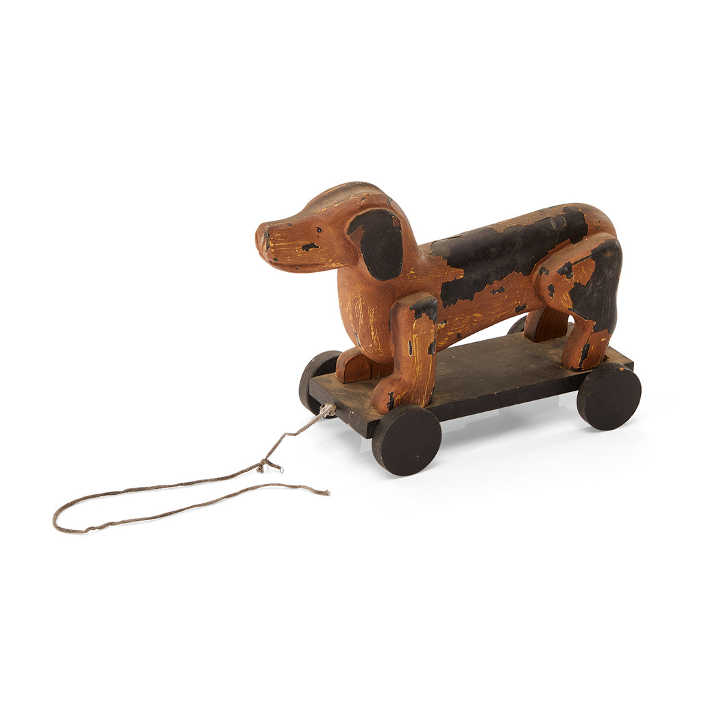 Wooden Dog Toy on Wheels