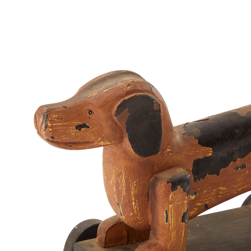 Wooden Dog Toy on Wheels