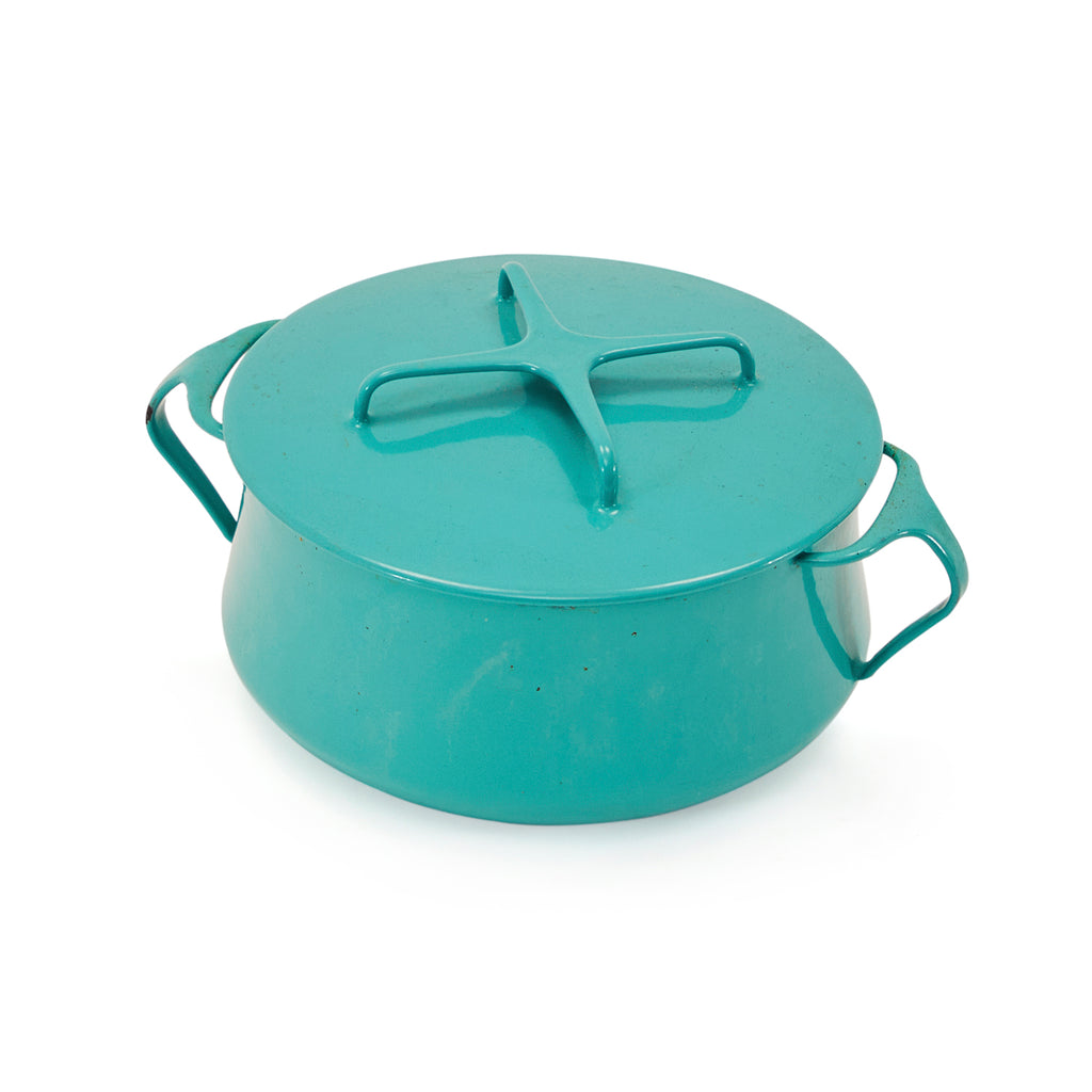 Turquoise Enamel Pot with Lid