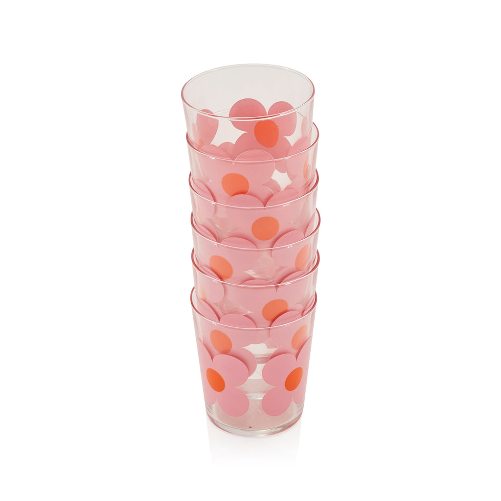 Pink Flower Glass