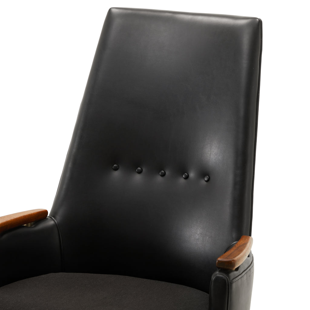 Black Leather & Wood High Back Executive Chair