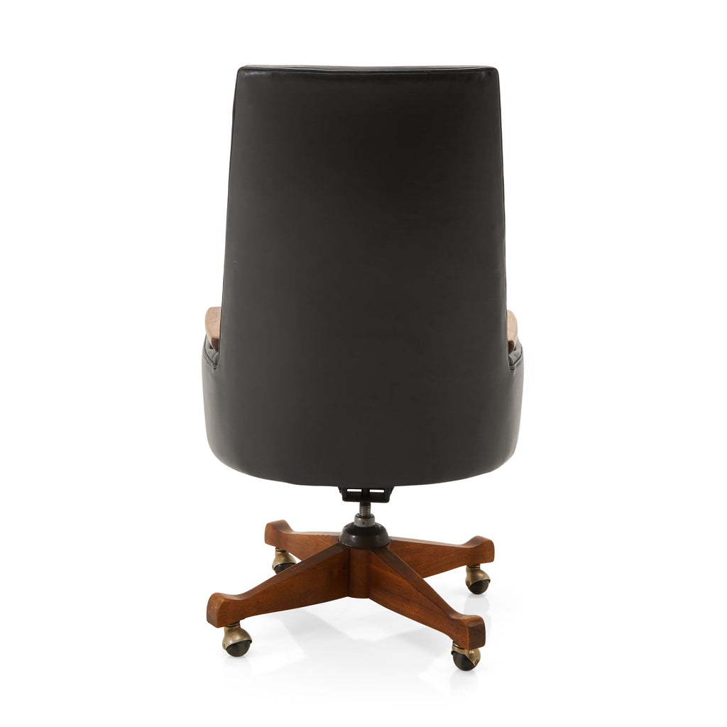 Black Leather & Wood High Back Executive Chair