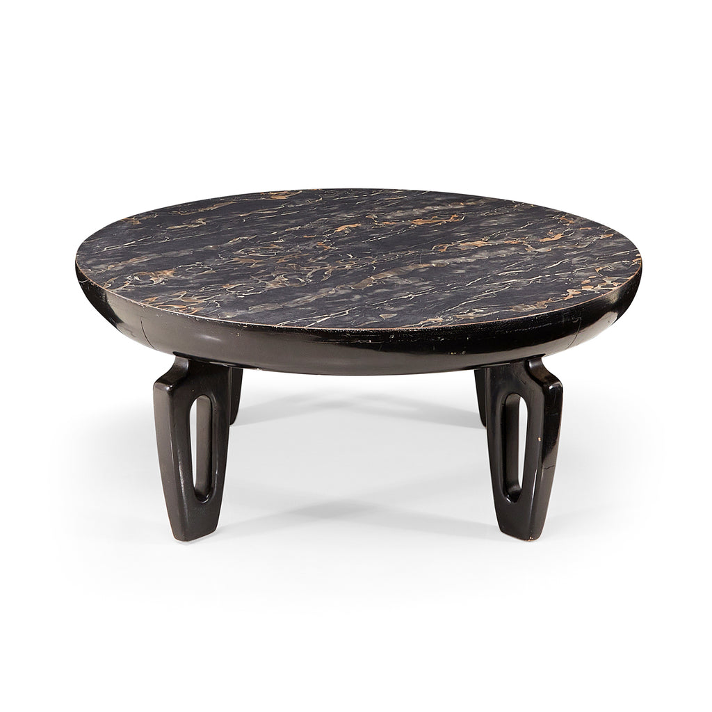 Black Laminate Round Wood Coffee Table