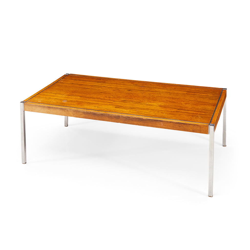 Wood Coffee Table with Chrome Legs