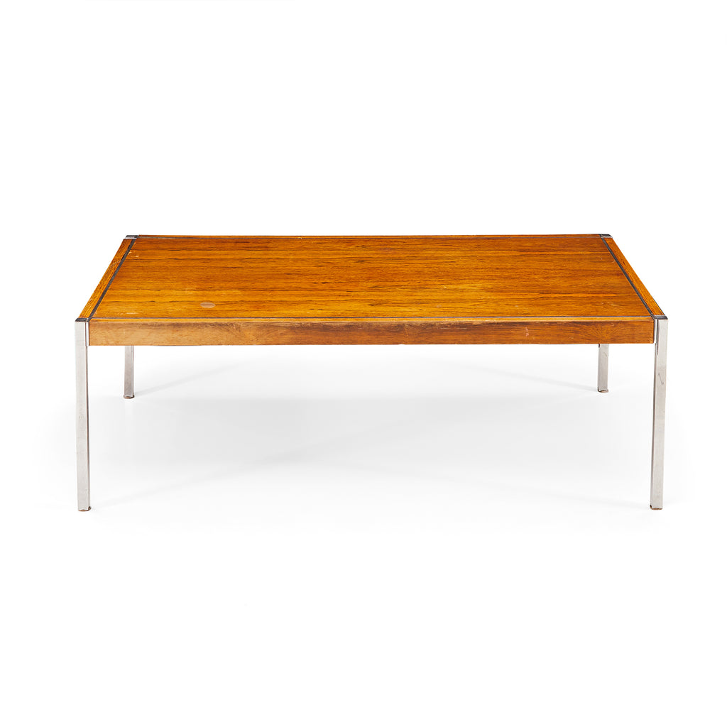 Wood Coffee Table with Chrome Legs