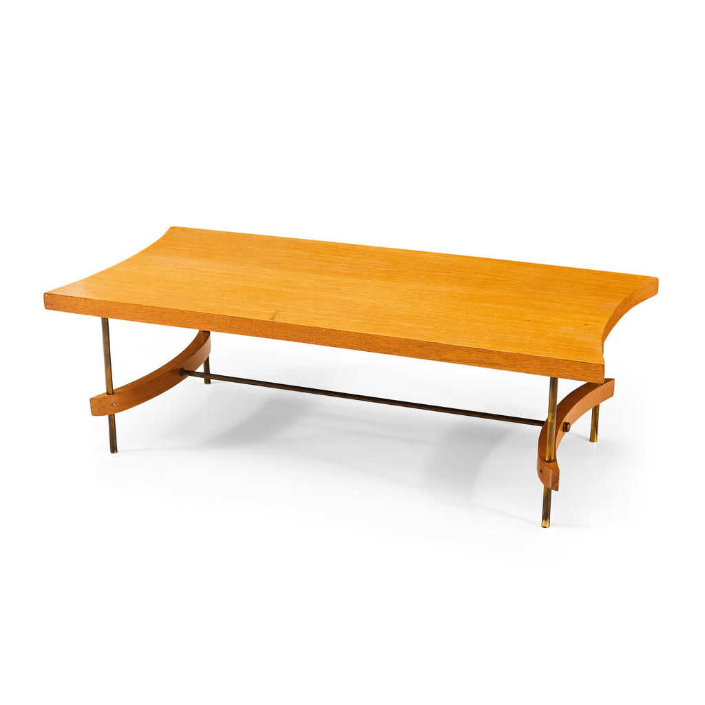 Wood & Brass Curved Ends Coffee Table