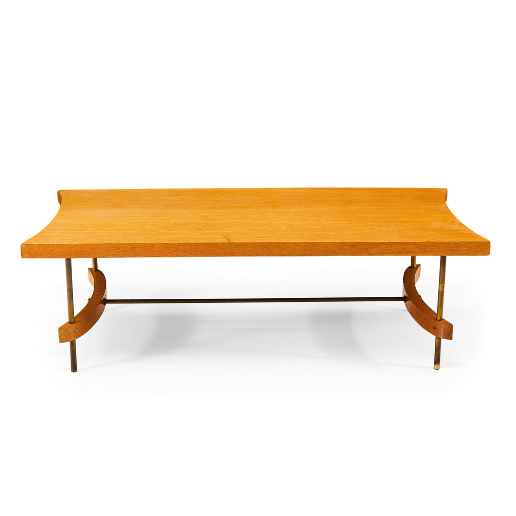 Wood & Brass Curved Ends Coffee Table