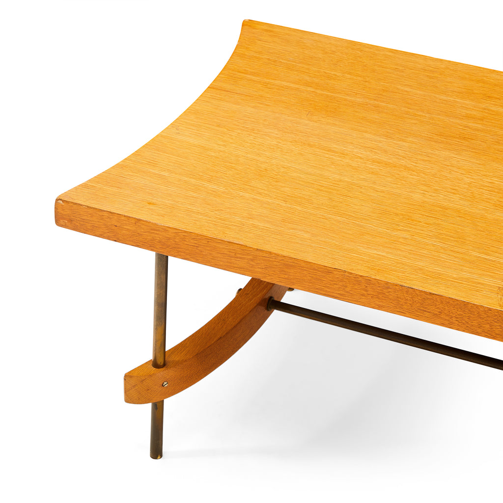 Wood & Brass Curved Ends Coffee Table