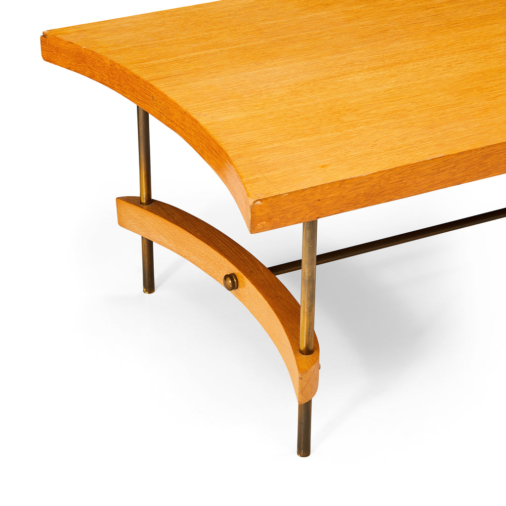 Wood & Brass Curved Ends Coffee Table