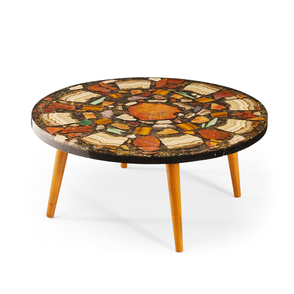 Resin Dark Earthy Tiled Round Coffee Table