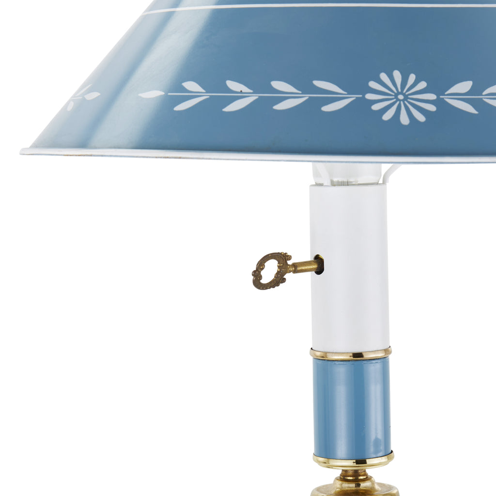 Vintage Blue and Gold Tin Tole Lamp