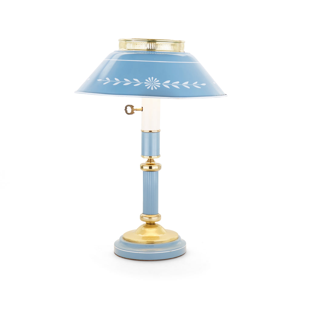 Vintage Blue and Gold Tin Tole Lamp