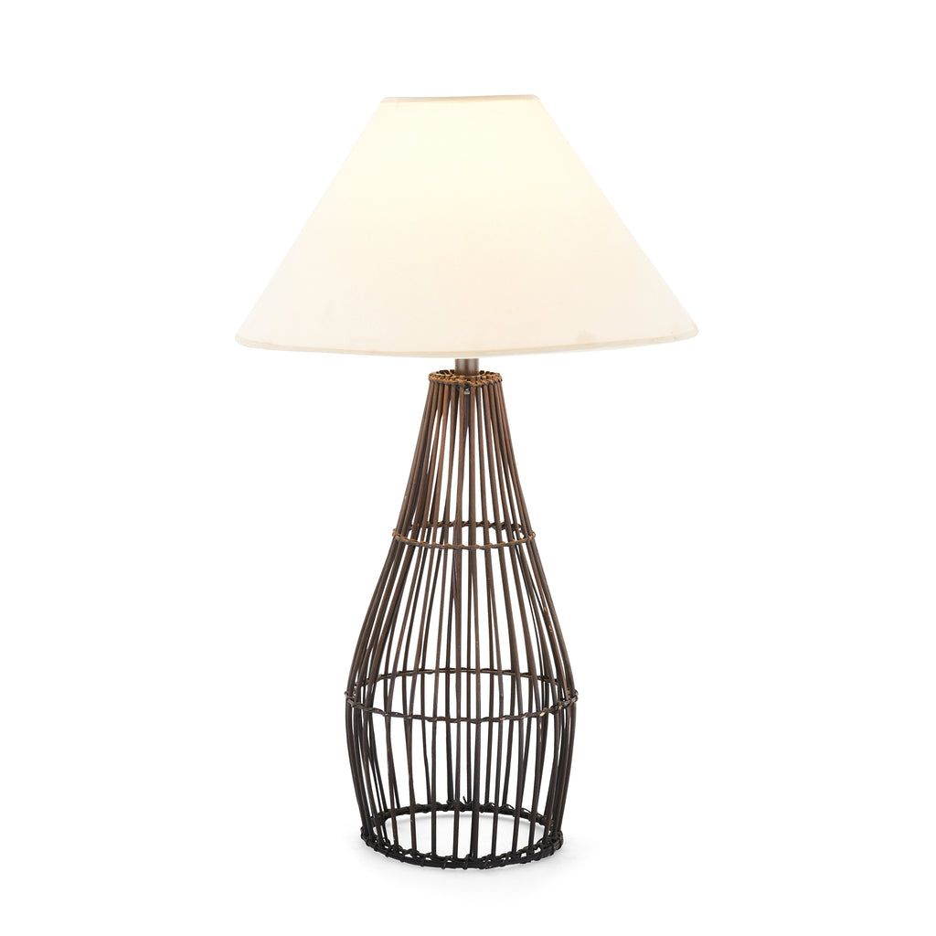 Dark Rattan Table Lamp