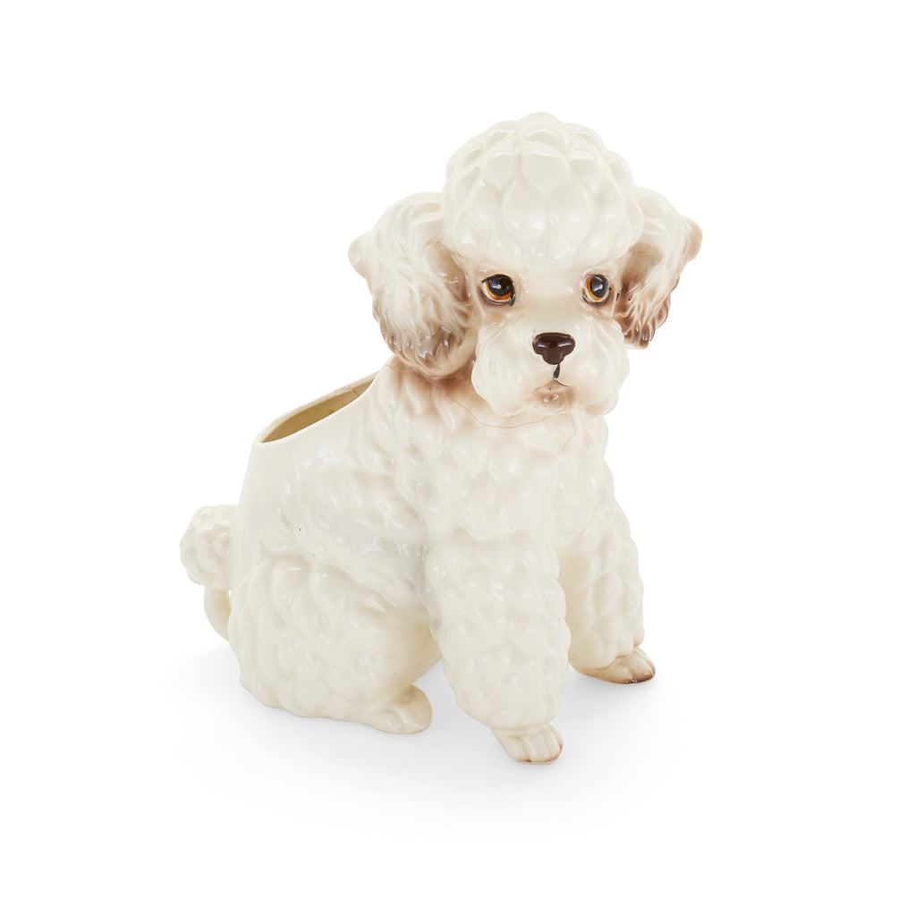 White Ceramic Dog Planter