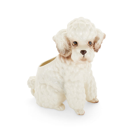White Ceramic Dog Planter