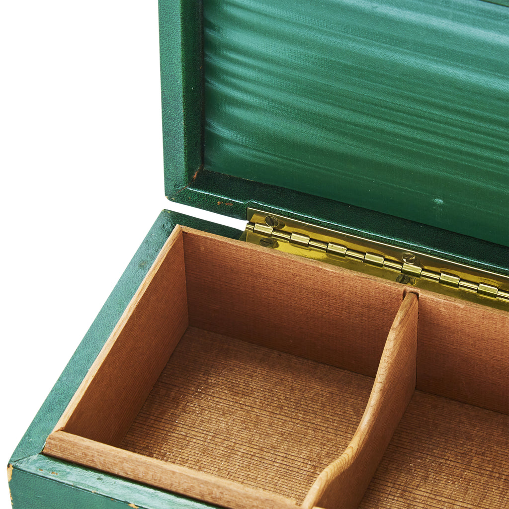 Green Leather Desk Storage Box