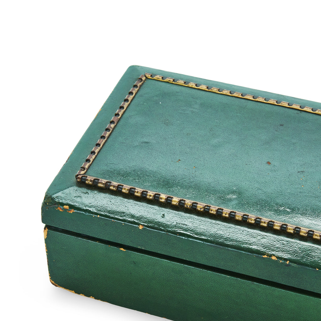Green Leather Desk Storage Box