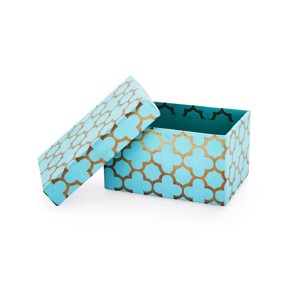 Blue And Gold Pattern Paper Gift Box (A+D)