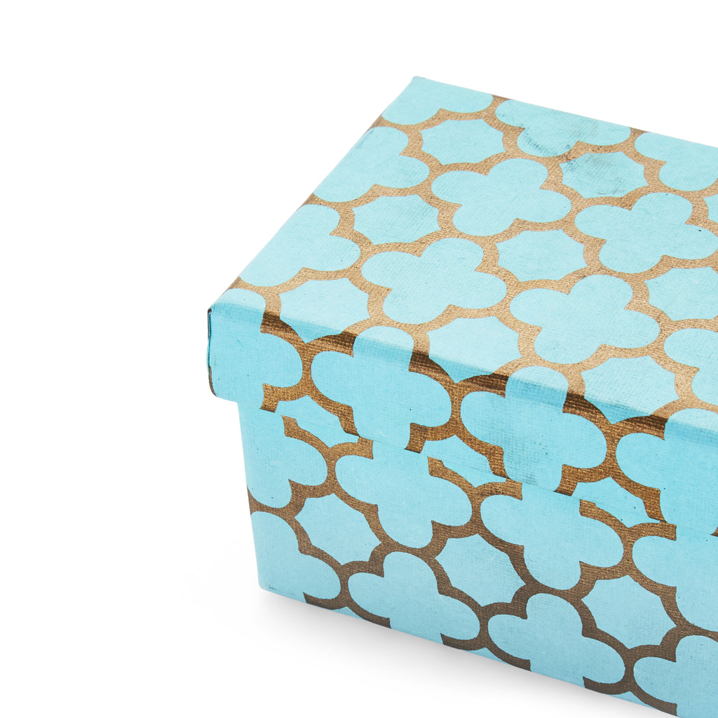 Blue And Gold Pattern Paper Gift Box (A+D)