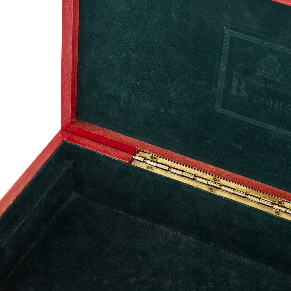 Red Wood Box with Painted Crest Design