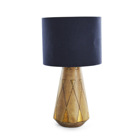 Wood Table Lamp with Gold Geometric Triangles