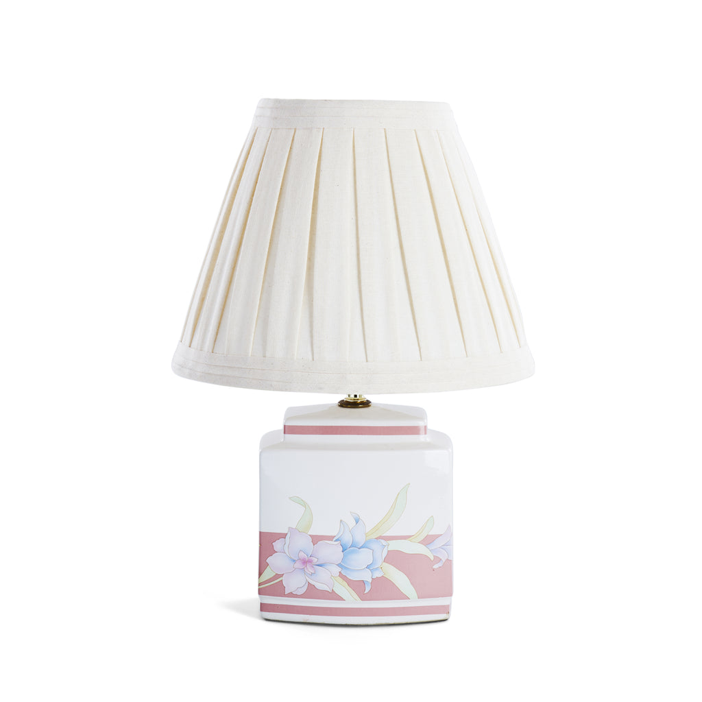 Pink & White Ceramic Floral Table Lamp