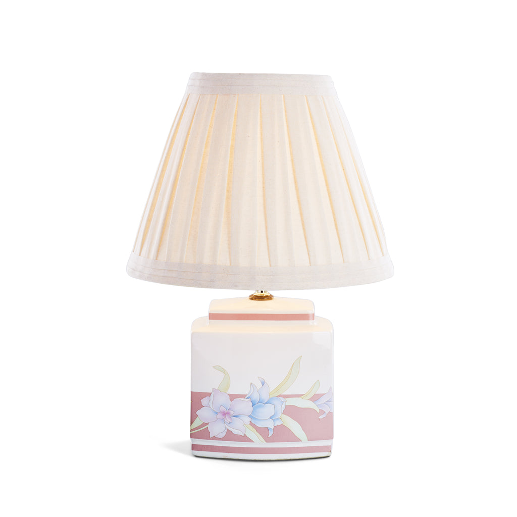 Pink & White Ceramic Floral Table Lamp