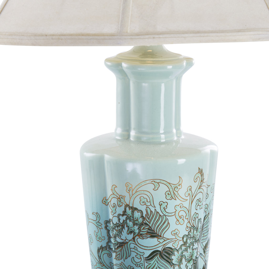 Turquoise Floral Table Lamp