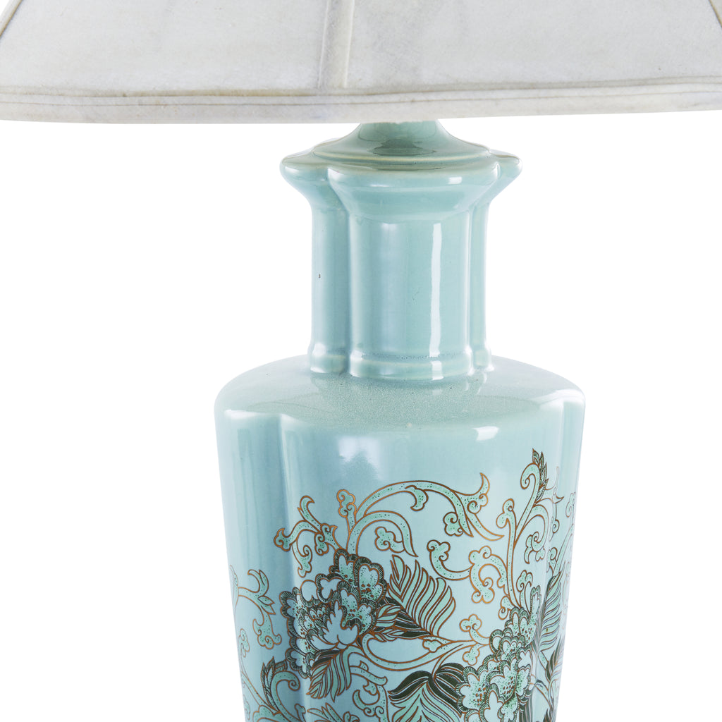 Turquoise Floral Table Lamp
