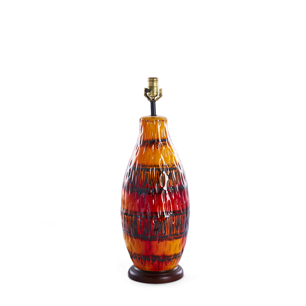 Orange Striped Ceramic Table Lamp