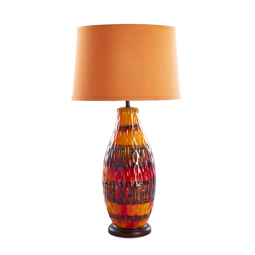 Orange Striped Ceramic Table Lamp